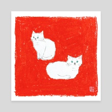 Two white cats - Canvas by Kang EunYoung