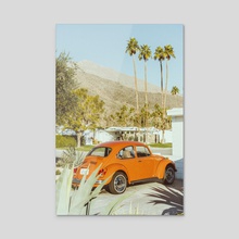 Palm Springs California Classic Cars and Palm Trees - Acrylic by Anthony Londer