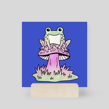 Mushroom and Frog - Mini Print by Maria Ku