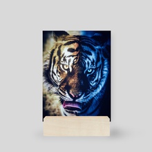 Tiger's Night and Day Wild Portrait - Mini Print by GEN Z