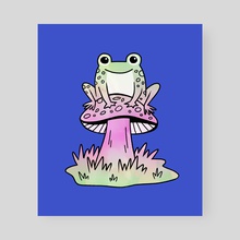 Mushroom and Frog - Poster by Maria Ku