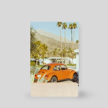 Palm Springs California Classic Cars and Palm Trees - Mini Print by Anthony Londer