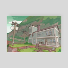 Mountainside Home - Poster by John Laux