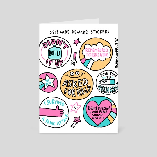 Self Care stickers by gemma correll