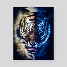 Tiger's Night and Day Wild Portrait - Poster by GEN Z
