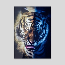 Tiger's Night and Day Wild Portrait - Acrylic by GEN Z